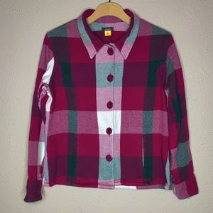 Cabela's Burgundy Plaid Cotton Logger Flannel Shirt Jacket/Shacket in Sz. Large